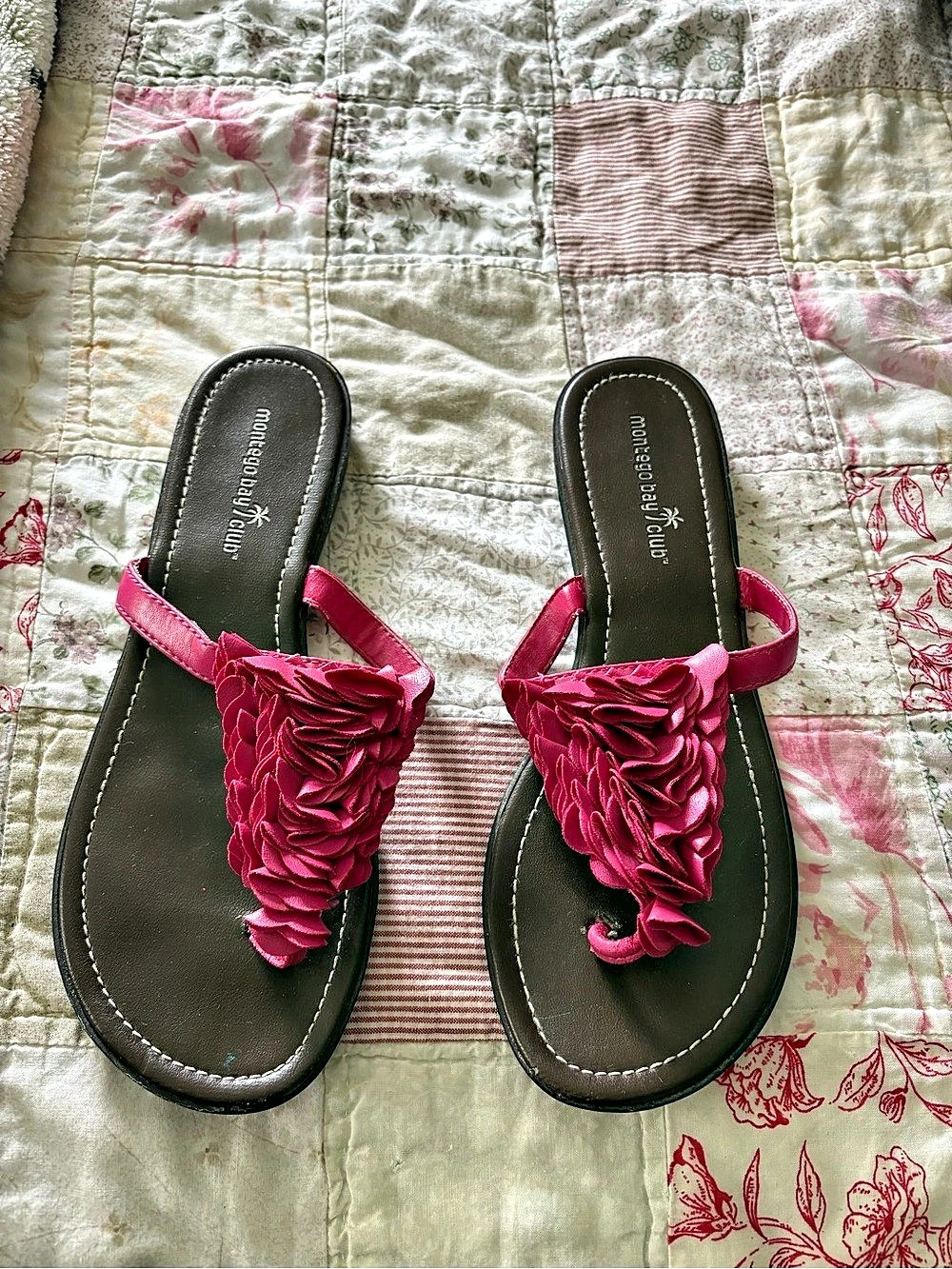 Montego Bay Club Pink Floral Slide Sandals